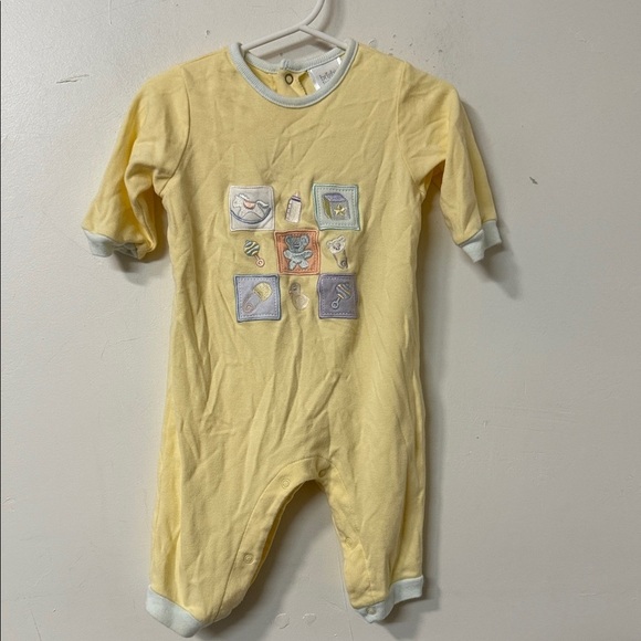 bright future Other - Charming Yellow Baby Footie with Playful 90’s Designs